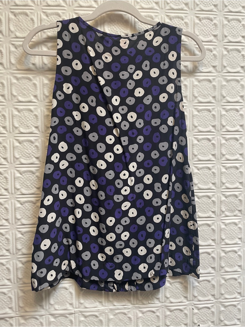 Tory Burch Black Silk Blouse with Purple and Cream Dot Print - Picture 3 of 4
